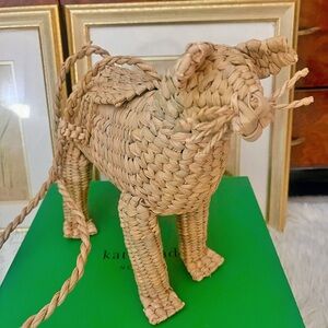 Handmade straw woven cat novelty purse